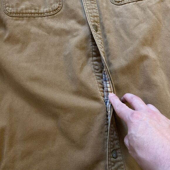 Vintage LL Bean Jacket Men 2XL Tall Brown Barn Chore Coat Field Plaid Lined - Picture 12 of 14